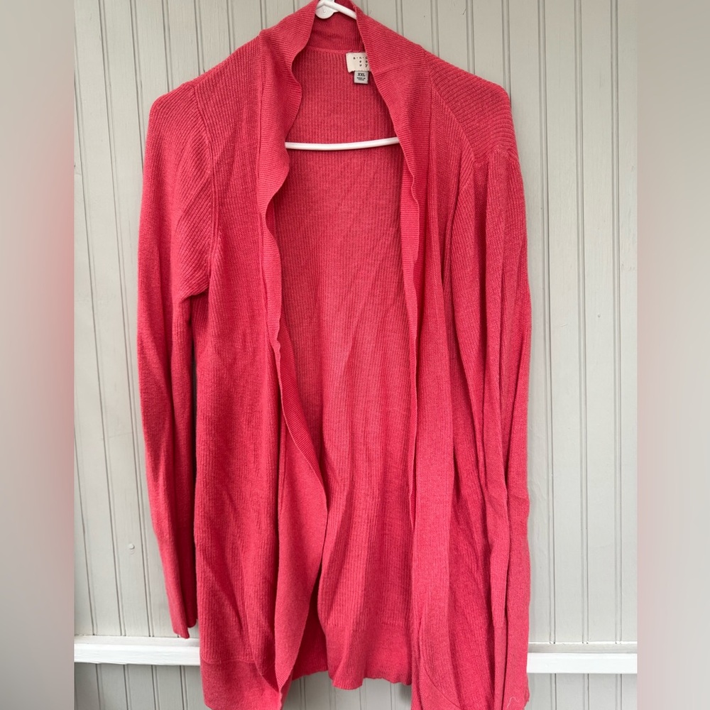 a new day Coral Open-Front Lightweight Cardigan